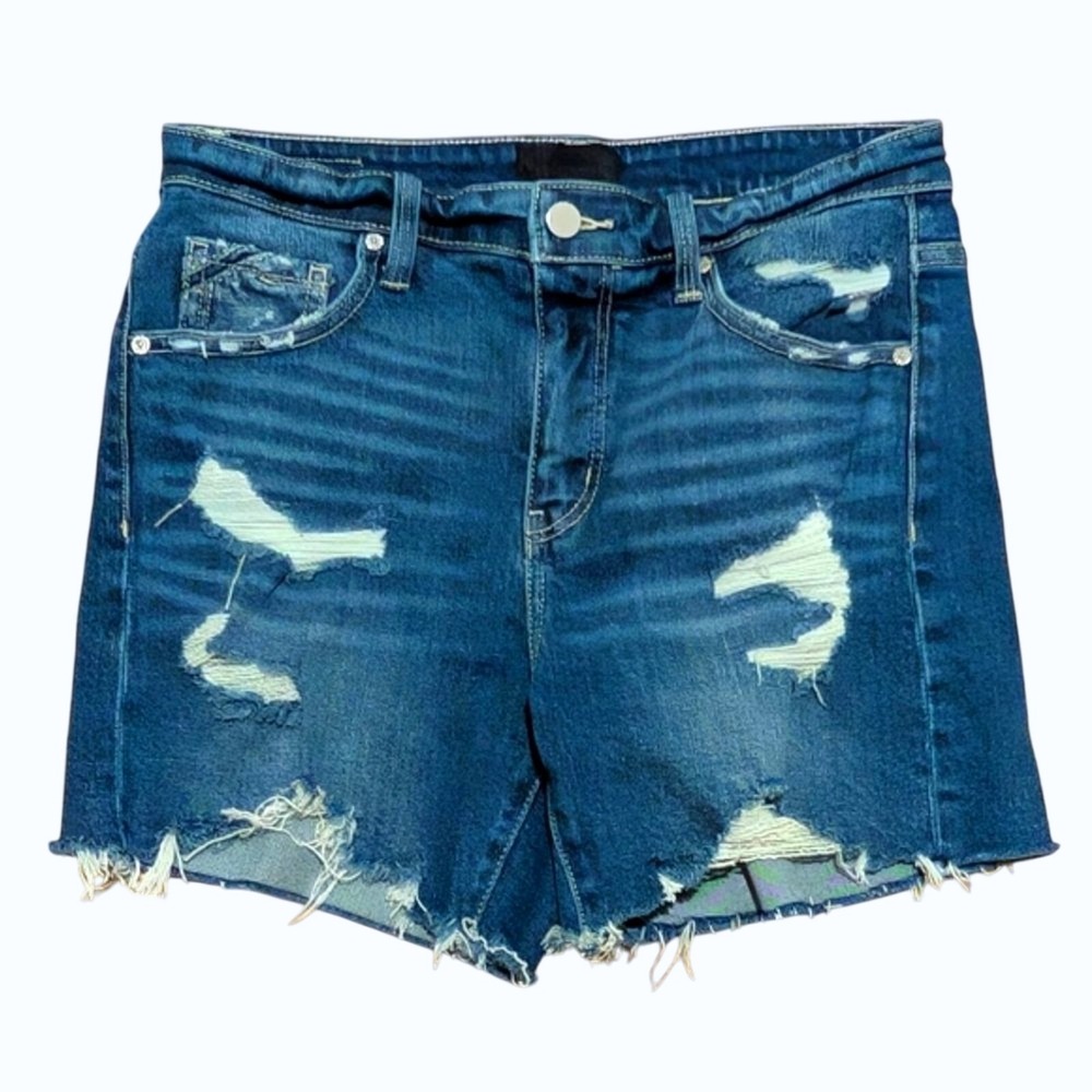 Buckle Black Jean Shorts Womens 27 Blue Ripped Distressed Denim Jeans Frayed Hem